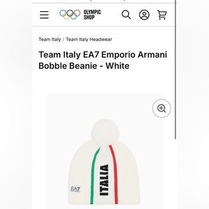 Emporio Armani White Italia Bobble Beanie Olympics 2026